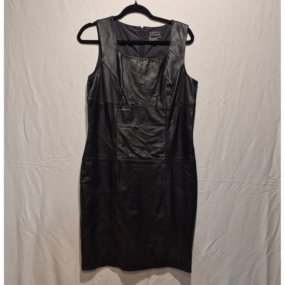 Vtg 90s Spenser Jeremy Sz 10 100% Lamb Leather Cocktail Dress Sz 10 Chic Goth